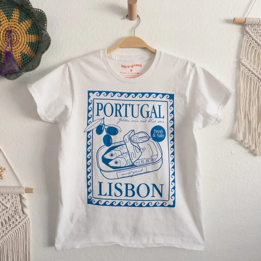 Mure & Grand Portugal Lisbon Sardines Fresh & Salty White T-Shirt Size Medium - Picture 1 of 4